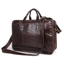 Coffee Color Vintage Genuine Leather Men Messenger Bags Cow Leather Man Briefcase Portfolio #M7345