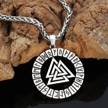 

Nordic Viking amulet rune valknut pendant necklace with valknut gift bag