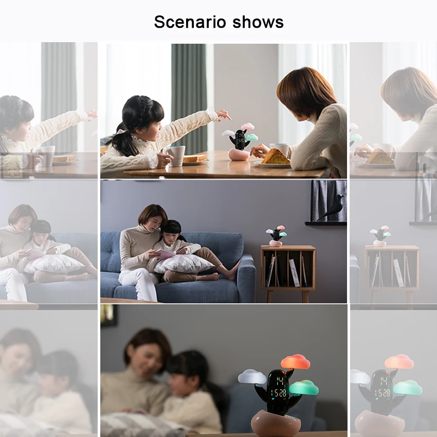 Wake-up remote control intelligent induction alarm clock children's gift creative cloud weather forecast time small night light