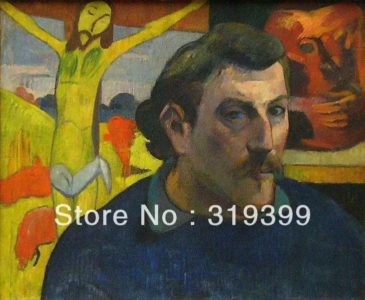 

Portrait Oil Painting Reproduction on Linen canvas,Artist with the Yellow Christ by paul Gauguin,handmade oil painting,Free DHL