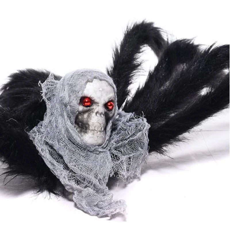 

90cm Large Size Plush Skeleton Skull head Spider Halloween Props spider Funny Toy for party or Bar KTV halloween decoration