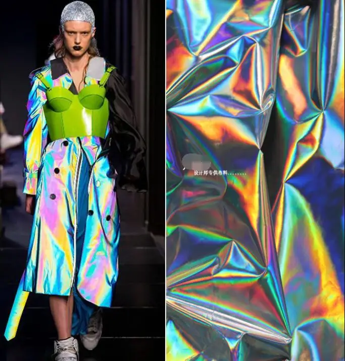 ZENGIA 50 см* 150 см модные ТПУ Красочные лазерные тонкие зеркальные флуоресцентные сумки для одежды водонепроницаемая ткань