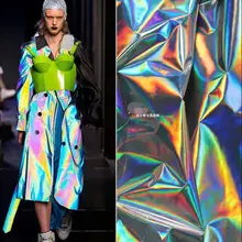 ZENGIA 50 см* 150 см модные ТПУ Красочные лазерные тонкие зеркальные флуоресцентные сумки для одежды водонепроницаемая ткань