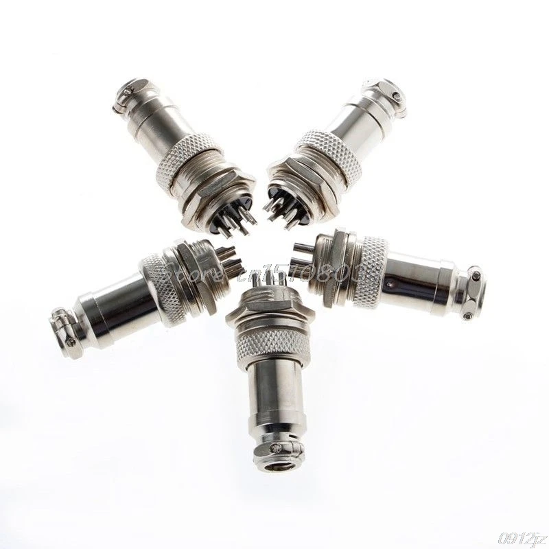

5Pcs Aviation Plug 5-Pin 16mm GX16-5 Male And Female Panel Metal Connector New Drop ship Dls HOmeful qiang