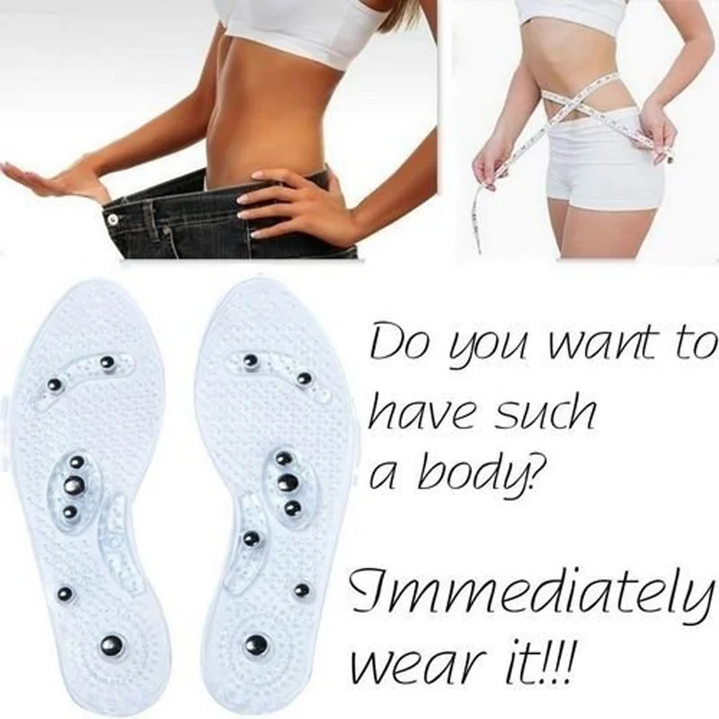 1 Pair Women Men Silicone Insole Magnetic Therapy Anti Fatigue Health Care Massage Insoles DAG-ship