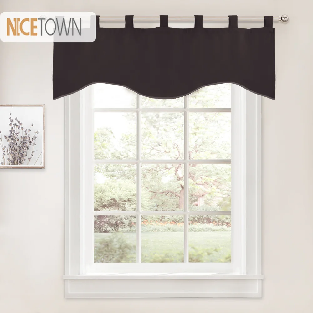

NICETOWN Blackout Scalloped Valances Curtain Tab Top Short Natural Window Treatment for Bathroom Kitchen Window Living Room