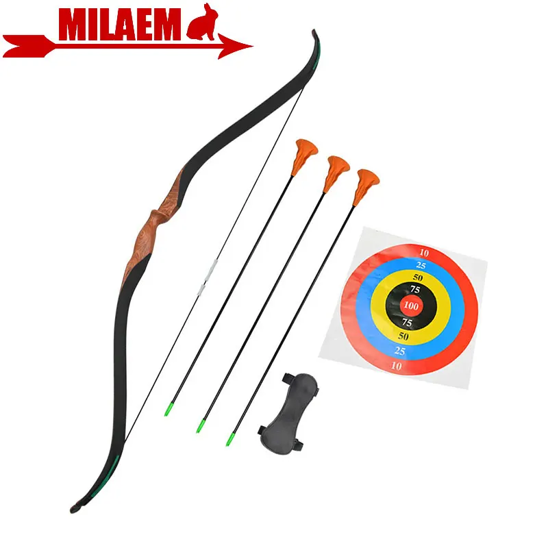 

1set Archery Children Bow Arrow Set Recurve Bow With 3pc Arrows Strong Suction Cups Gift Arm Guard Target Shooting Accessories