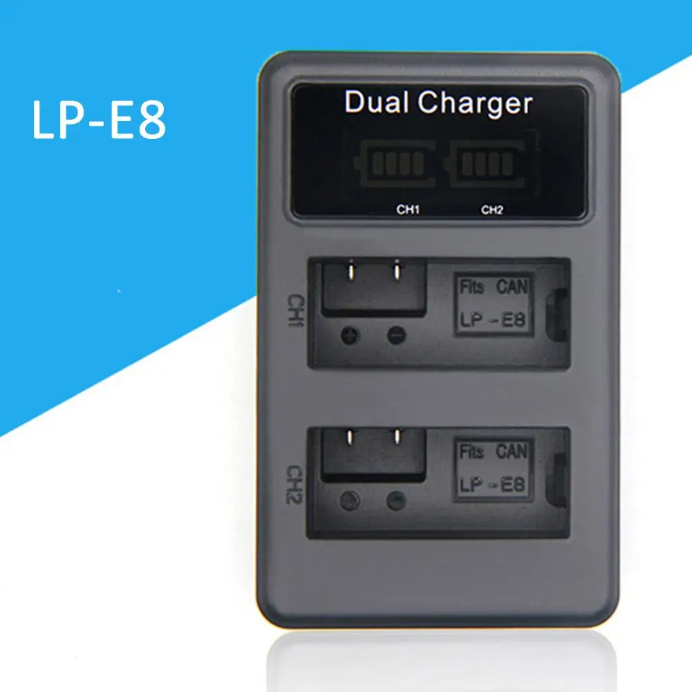

LP-E8 USB Dual Ports LCD Display Quick Charging Camera Battery Charger for Sony