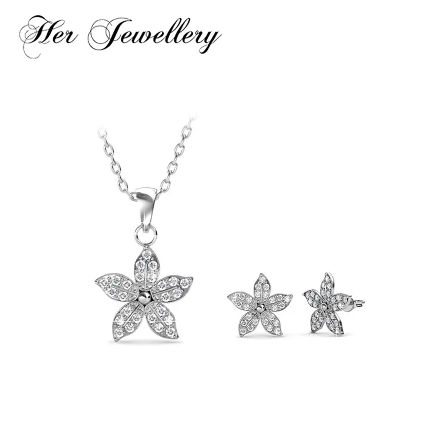 

Her Jewellery new design flower jewelry set earring and pendant necklace Made with crystals from Swarovski HS094