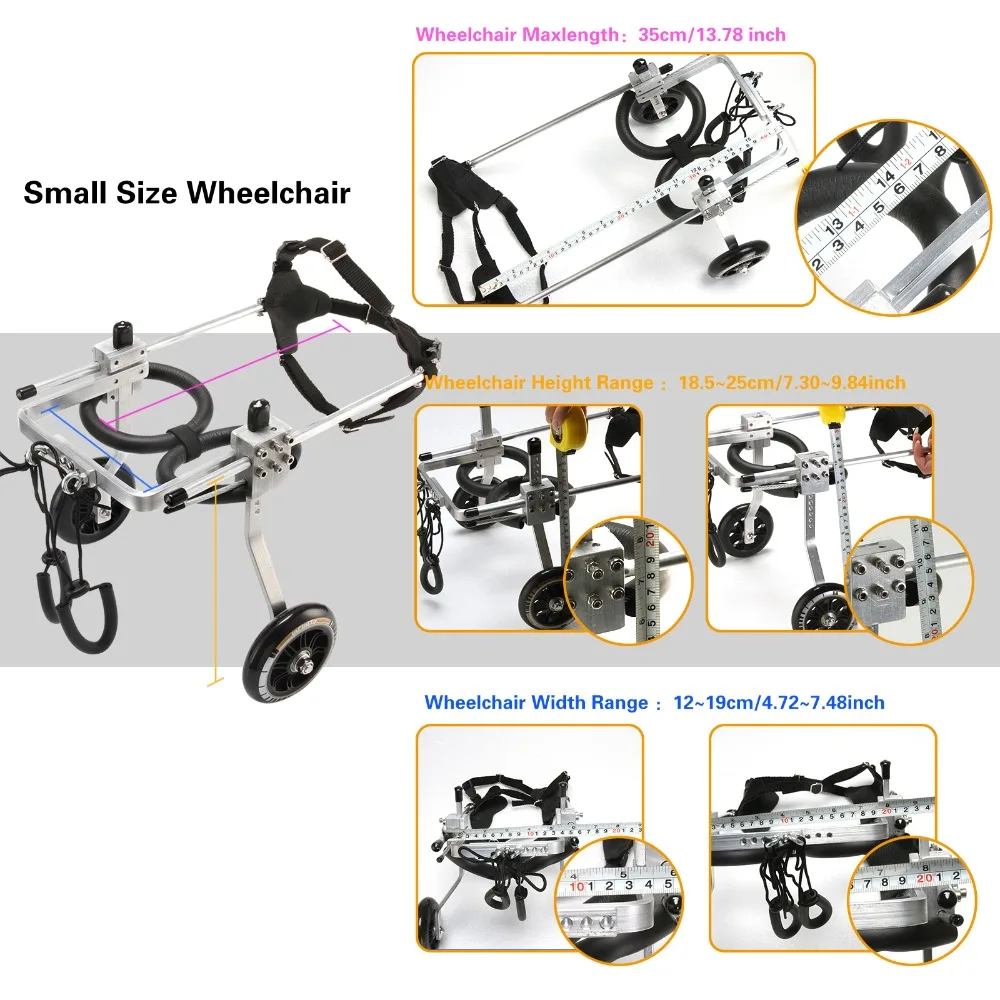 6,7-7,9 '/13-15'/18,1-19,3 'S/M/L, регулируемый 2-х колесный задняя лапа ПЭТ инвалидной коляски для людей с ограниченными возможностями, кошки и щенок \ Собака