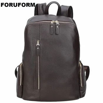 

2019 New Men Cowhide Genuine Leather Fashion Vintage Backpacks Large Capacity Shoulder Travel BackPack Bag For Teenage LI-2360