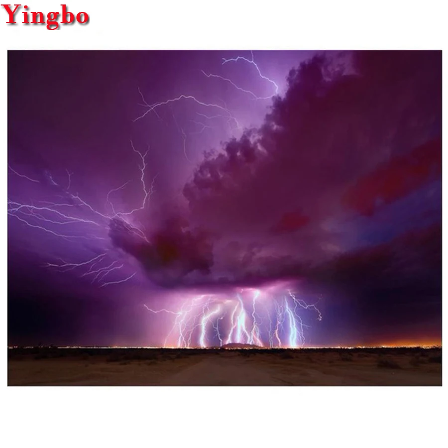 5D Diamond Embroidery Lightning landscape Painting Needlework Crafts DIY Mosaic Rhinestone Cross Stitch | Дом и сад