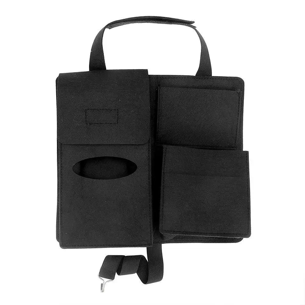 Практичная портативная Автомобильная экономичная сумка для хранения пространства из твердого шерстяного войлока, Многофункциональный прочный карманный органайзер, сумка на заднее сиденье автомобиля черного цвета