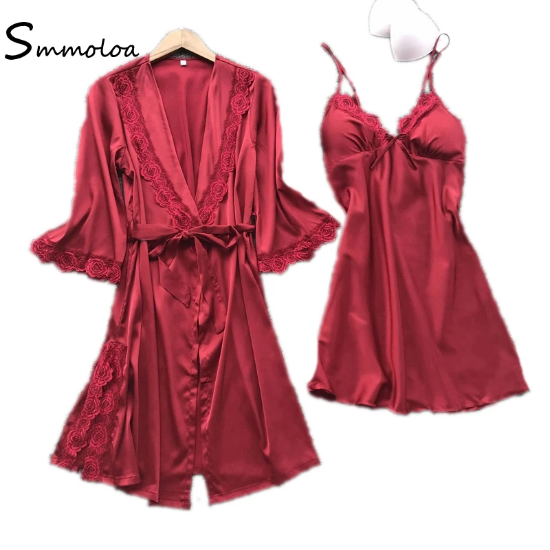 

Smmoloa Sexy Women Robe & Gown Sets Two Pieces Sleepwear Women Sleep Set