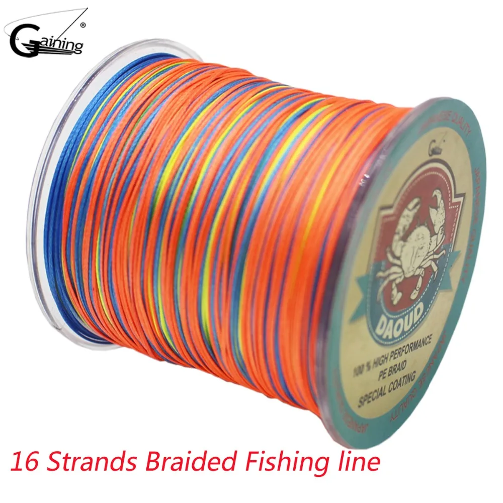 

Gaining Braided Fishing Line 16 Strands 500M Multi Color Super Strong Japan Multifilament PE Braid Line 309 276 254 220 137LB