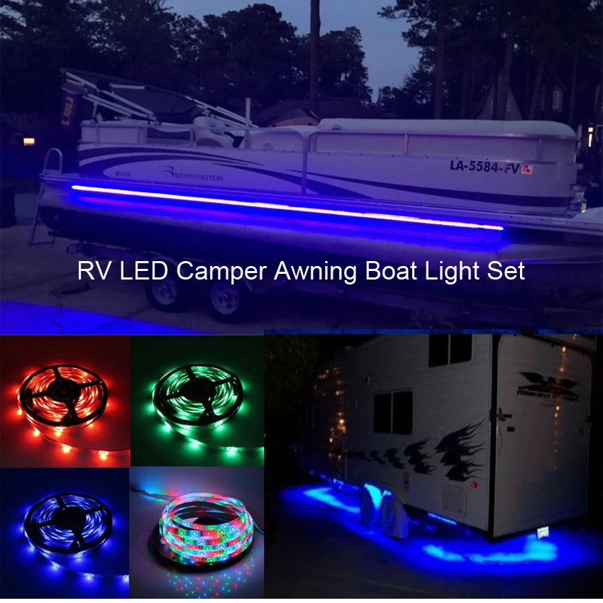 RV светодиодный Кемпер тент Лодка светильник набор w/ИК пульт дистанционного RGB 16FT 3528 водонепроницаемый 16.5FT 300 светодиодный s