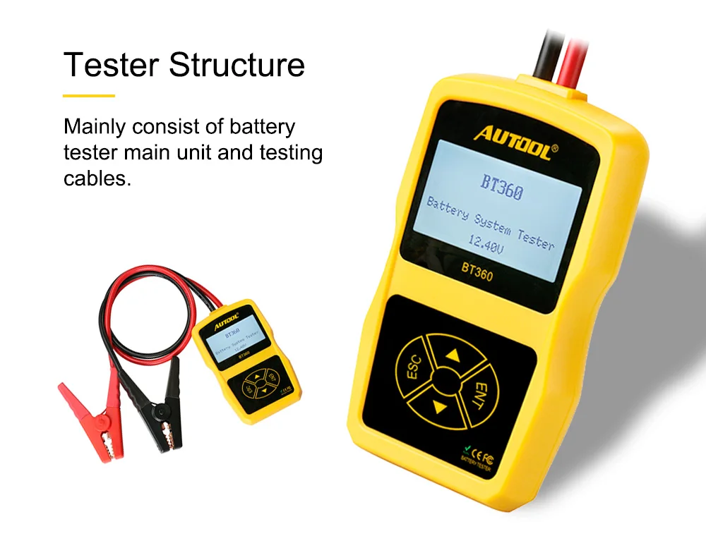 AUTOOL BT360 12 в цифровой автомобильный тестер батареи автоматический анализатор CCA Тестирование Автомобиля зарядка аккумулятора сканер диагностические инструменты