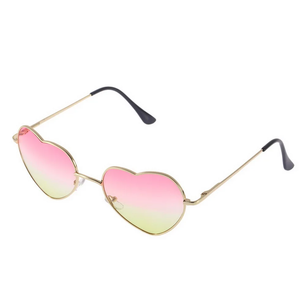 Summer Style Women Heart Shaped Round Alloy Gradient Shades Lens Metal Frame Sunglasses Sun Glasses - Цвет линз: Розовый