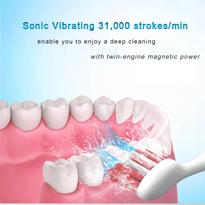 SEAGO электрическая Зубная щётка с путешествия чехол электронный Перезаряжаемые электрическая зубная щетка с таймером Sonic зубная щетка глубокое отбеливание чистой