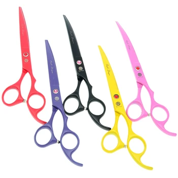 

7.0" Curved Professional Dog Scissors Japan Steel Pet Grooming Shears Straight Head Animal Hair Cutting Thinning Shears LZS0651