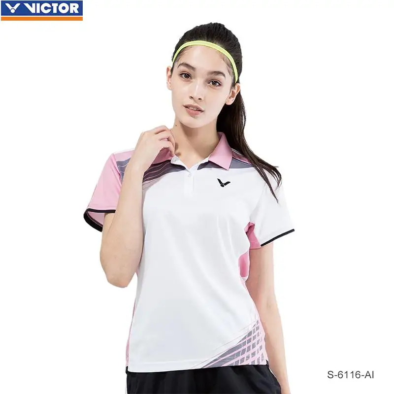 Victor Quick Dry Badminton Shirts For Ladies Short Sleeve Polo Tennis T