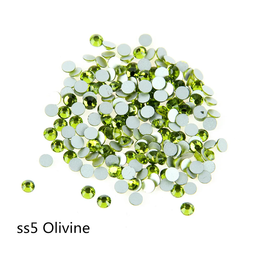 HBL 1440 шт Olivine Цвет Желе ss5 смола без горячей фиксации Flatack стразы для дизайна ногтей