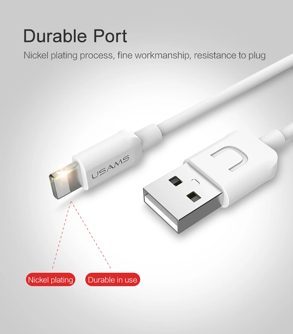 USAMS iOS 11 10 9 USB кабель для передачи данных для iPhone 2A кабель для быстрой зарядки USB для Зарядное устройство кабель для передачи данных для iPhone X 8 7 6 5 iPad Дата кабель синхронизации 10 шт./упак