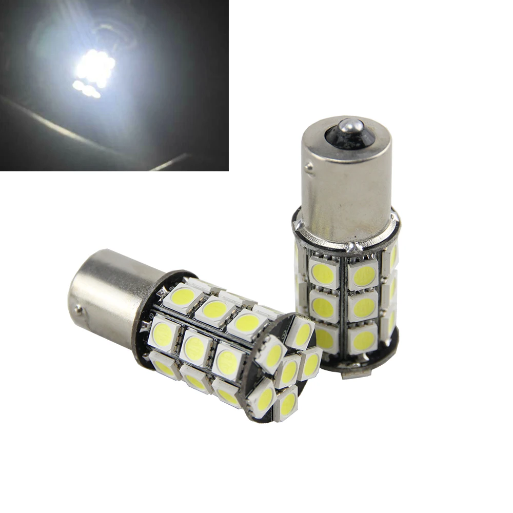 2x 1156 1141 1003 BA15S s251156 p21W 27 Leds 5050 smd RV Camper White LED Light Bulbs Tail