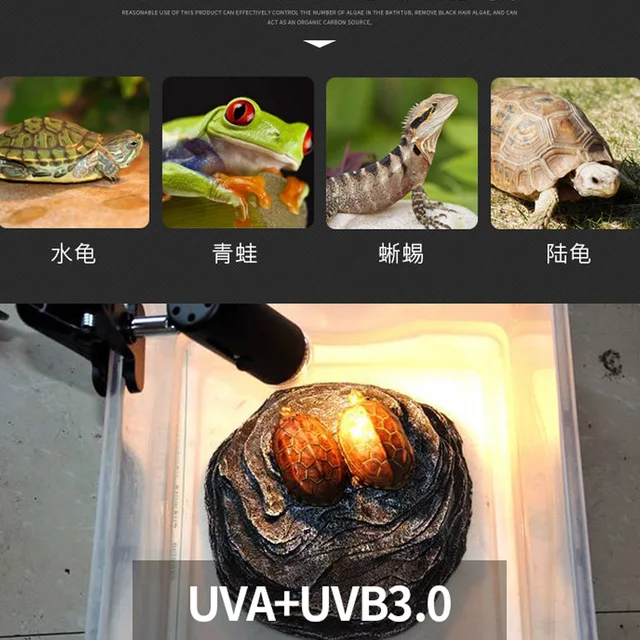 Heating Lamp Holder Clamp UVA+UVB 3.0 Lamp Set for Turtle Reptile Infrared Ceramic Light Bulb E27 Clip-on Base Habitat Lighting 6