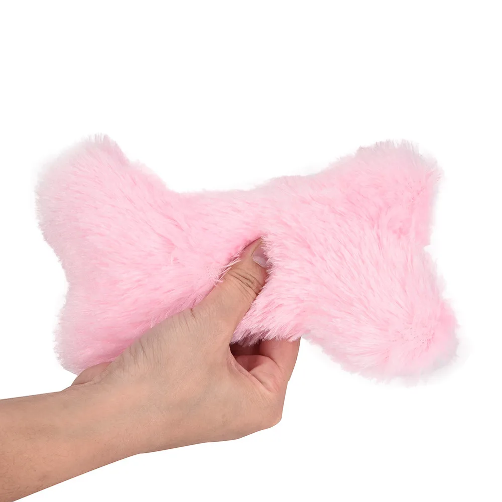solid color pet toy dog plush bone hair sound toy bite molar pillow cute jouet en peluche pour animaux#A