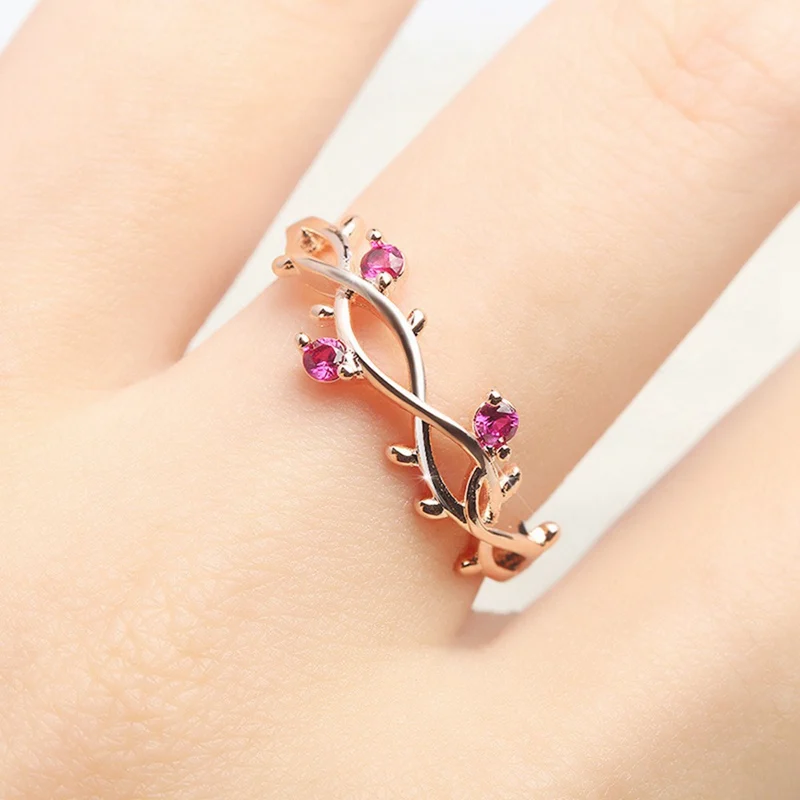 

Cute Dainty Women's Fashion Cute Dainty Branch Ring Women's Plated Rose Zircon Rings Wedding Jewelry Fashion Jewelry Gifts