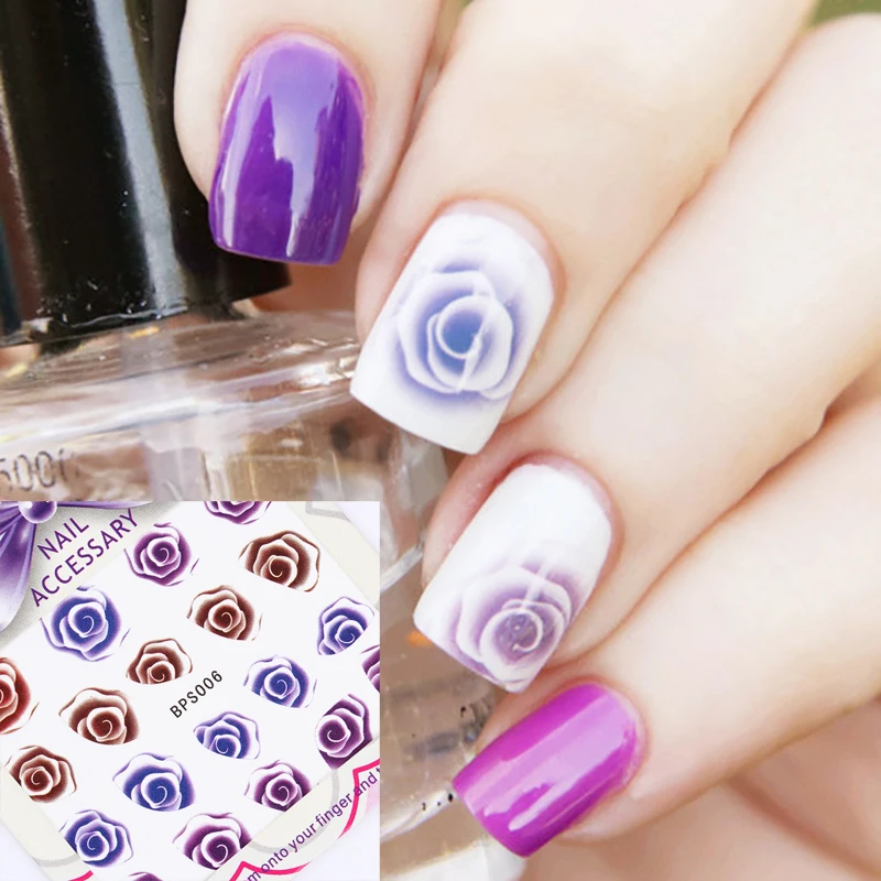 

Rose Image Nail Water Decals Sticker Transfer Stickers Charming Fantastic Flower Pattern Y037 Nail Art Decorations