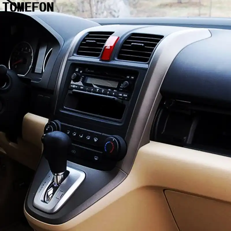 Tomefon For Honda Crv 2007 2008 2009 2010 Abs Carbon Fiber Wood Paint Inner Front Middle Ac Vent Gear Shift Frame 3pcs Set