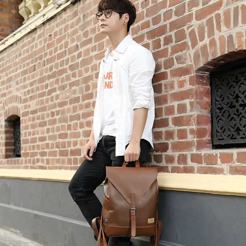 Mochila De Cuero Vintage de gran capacidad de tres cajas para hombres, Mochila escolar de moda, bolsa sólida de viaje, Mochila para hombres, mochilas para ordenador portátil Mochila De Cuero Vintage de gran capacidad de tres cajas para hombres, Mochila escolar de moda, bolsa sólida de viaje, Mochila para hombres, mochilas para ordenador portátil