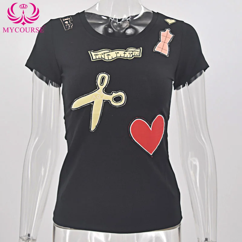 

MYCOURSE Fashion Short-sleeved Cotton T-shirt Simple style Bottoming Clothing Slim Thin T-shirt Clothing Women's Casual T-shirt