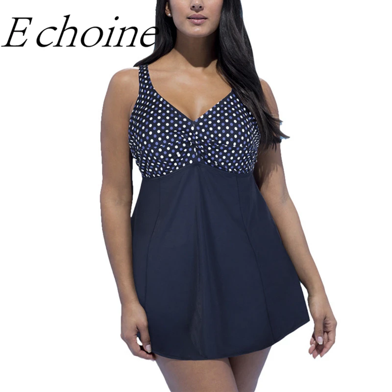 2 piece womens swim dress plus size black