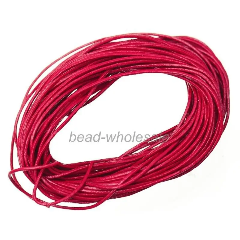 32,8 футов круглый натуральный кожаный шнур для ювелирных изделий 3 мм - Цвет: hot pink