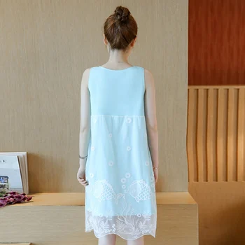 

2019 summer new embroidered lace large size vest skirt maternity dress Korean fashion pregnancy dress