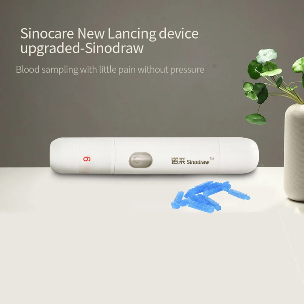 

SINOCARE New Upgrated Lancing Device with Adjustable 9 Depths Settings and 100pcs Lancets for Blood Glucose Tests