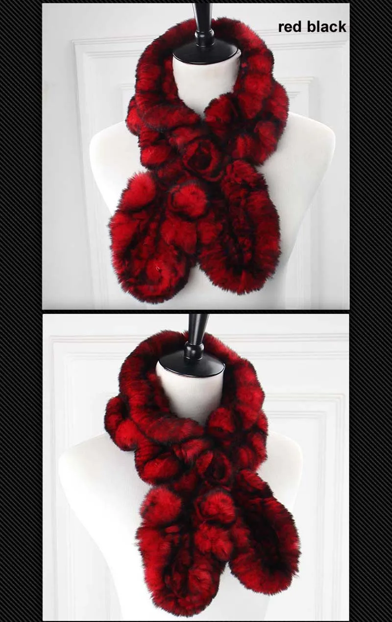 rex wavy scarf red black