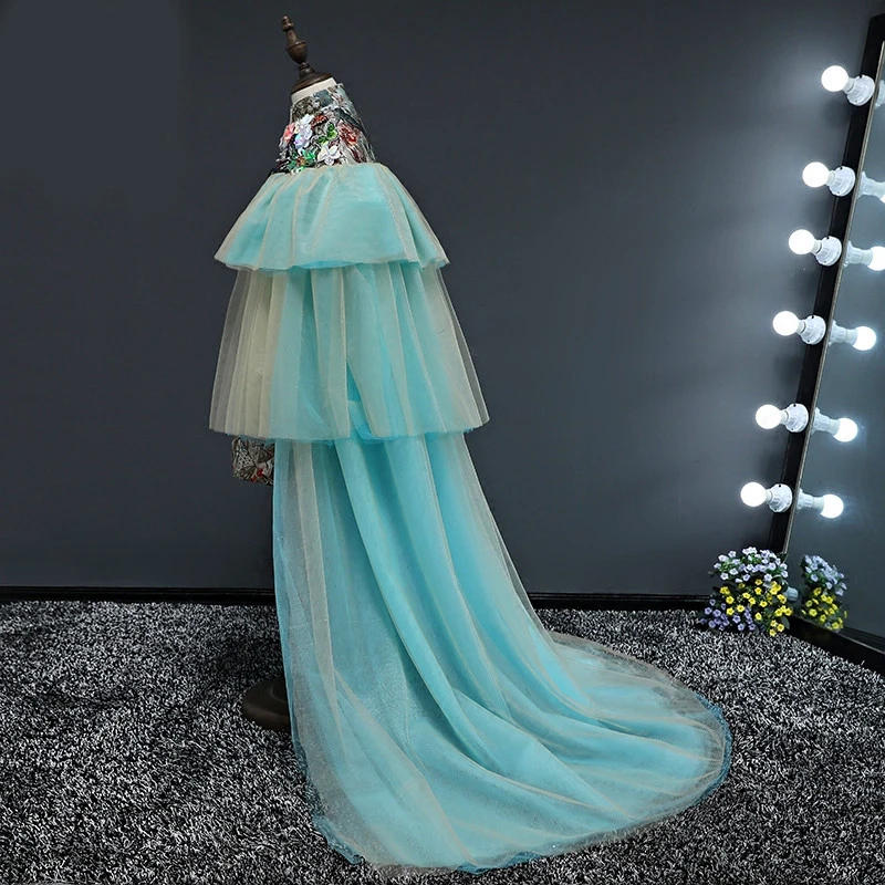 “ Vestido de Noite Tule Custom Made Nuvem Longo