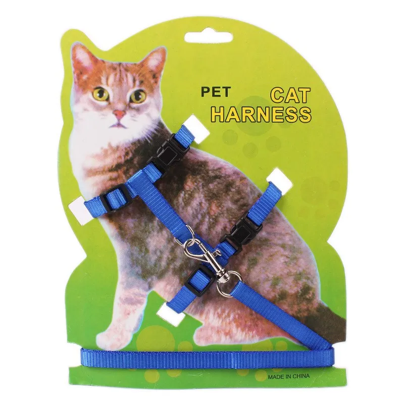 3 цвета нейлоновая кошачья шлейка и поводок для животных регулируемый поводок для животных ремень для тяги кота котенка ошейник на бретельках 259qe