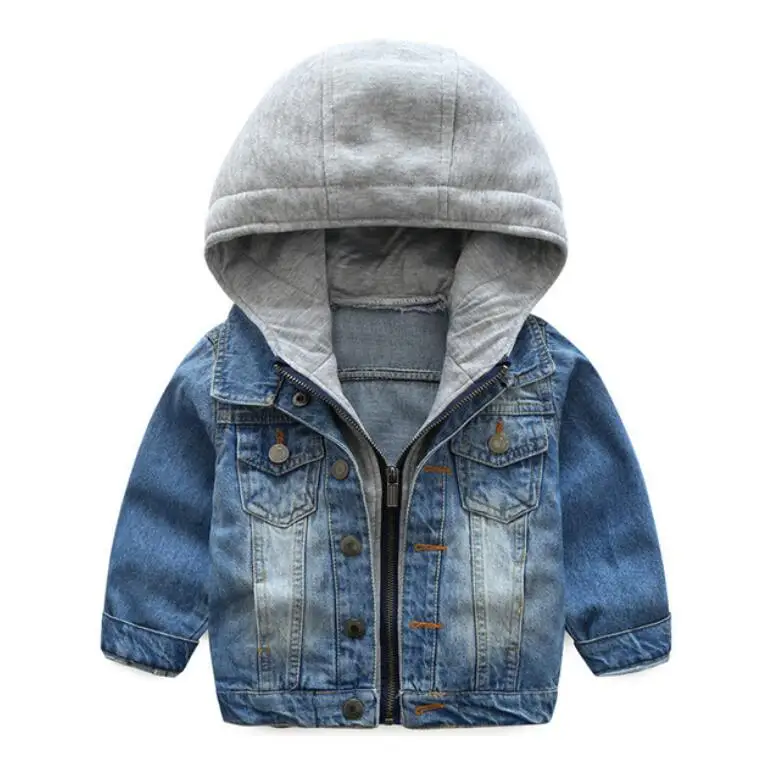 

2019 Children Boys Casual Denim Jacket for Baby Girls Tops Clothes Coats Kids Hooded Blue Vintage Outwear Jeans Jackets