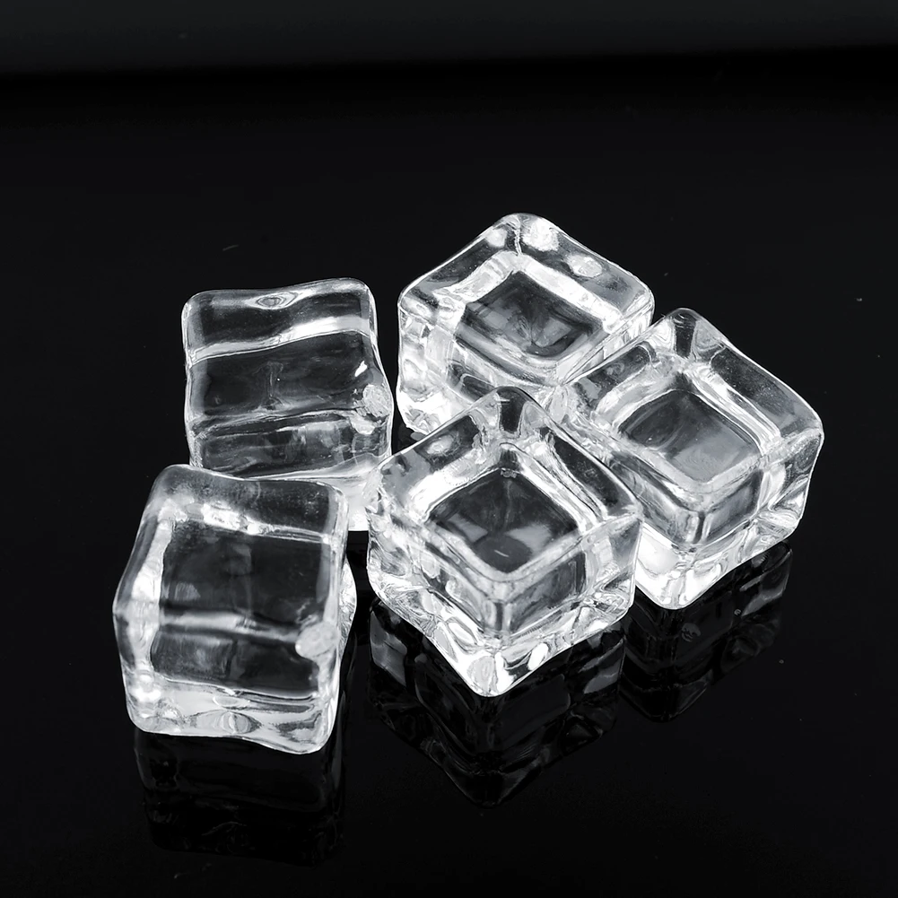 

16PCS/Lot Artificial Ice Cube Clear Square Fake Acrylic Ice Cube Stone Crystal Wine Cooler Home Decor Bar Party Supplies