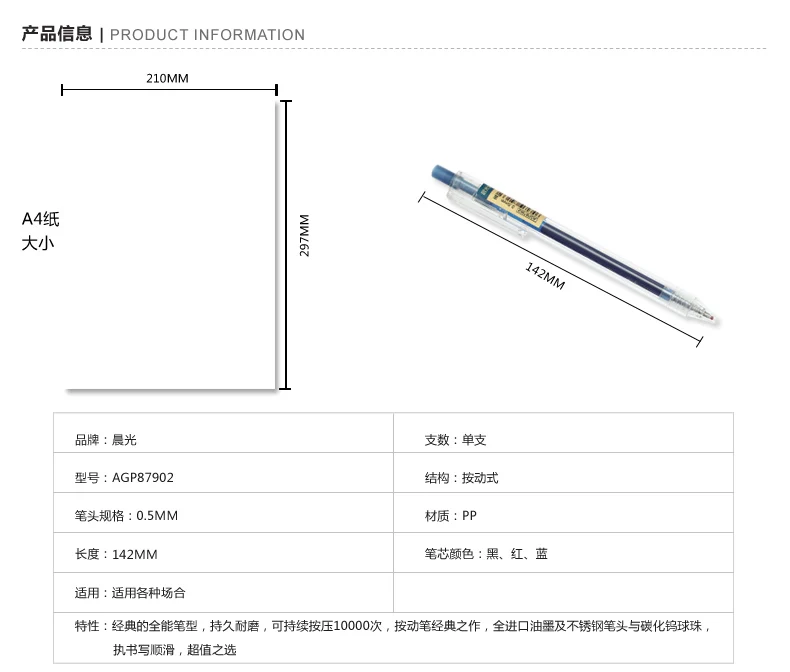 0,5 гелевая ручка M& G AGP87902 стандартная шариковая ручка офисные принадлежности школьные канцелярские принадлежности 24 шт./партия