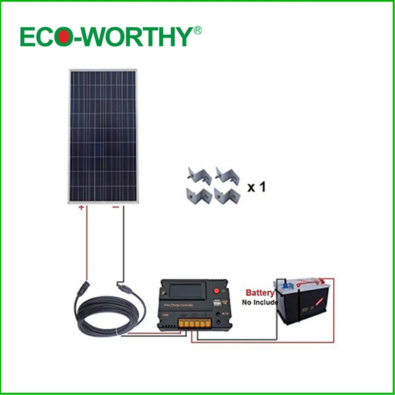 

ECO-WORTHY USA UK Stock150W 12V off Grid Solar Kit w/ 20A Temperature Regulator for Yacht Caravan Home