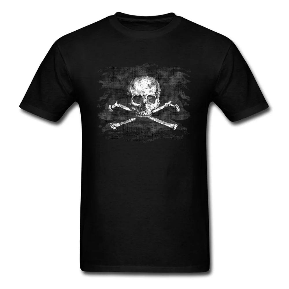 Old Skull Crossbones Pirate Flag Cotton Fabric Tops Shirt for Men Design T Shirts 2018 Discount O Neck T Shirt Short Sleeve Old Skull Crossbones Pirate Flag black