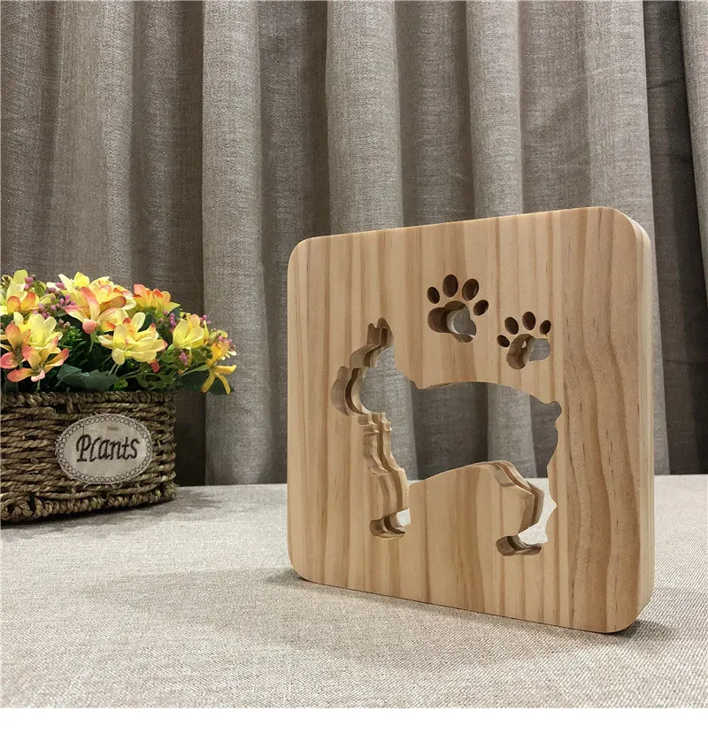 Creative 3D LED Wooden Lights Cute Dog Night Lamp Warm Mood Lamp 3D Shadow Luminaria Lamp Birthday Gifts For Baby Kids Bedroom Decor (4)