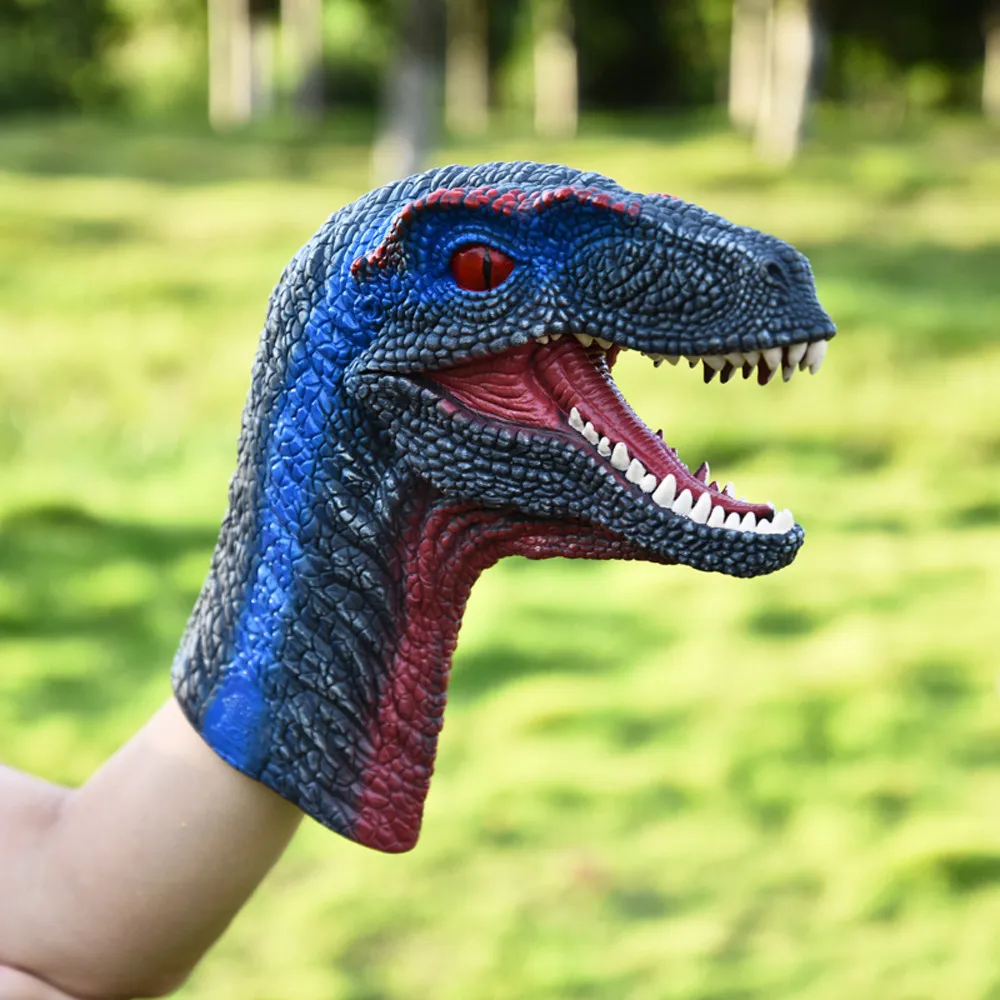Dinosaur Hand Puppet Rubber Dino Raptor Head Toy Party Halloween Decor