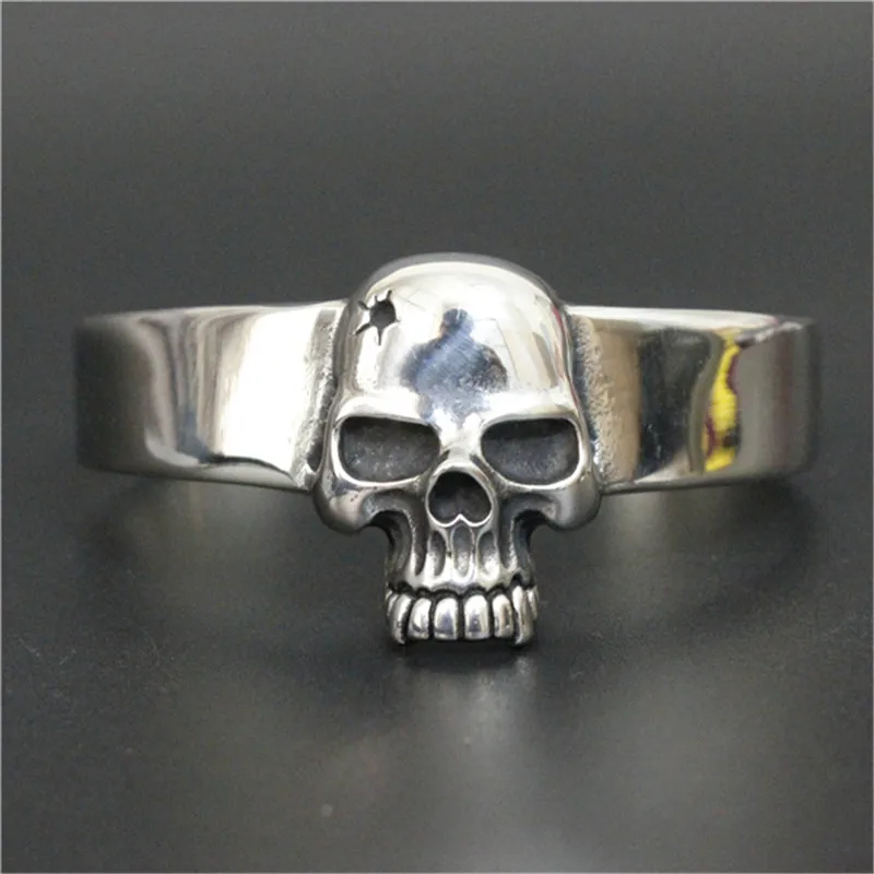 Новинка! Полированный череп браслет 316L из нержавеющей стали в стиле панк высококачественный Стильный мужской браслет